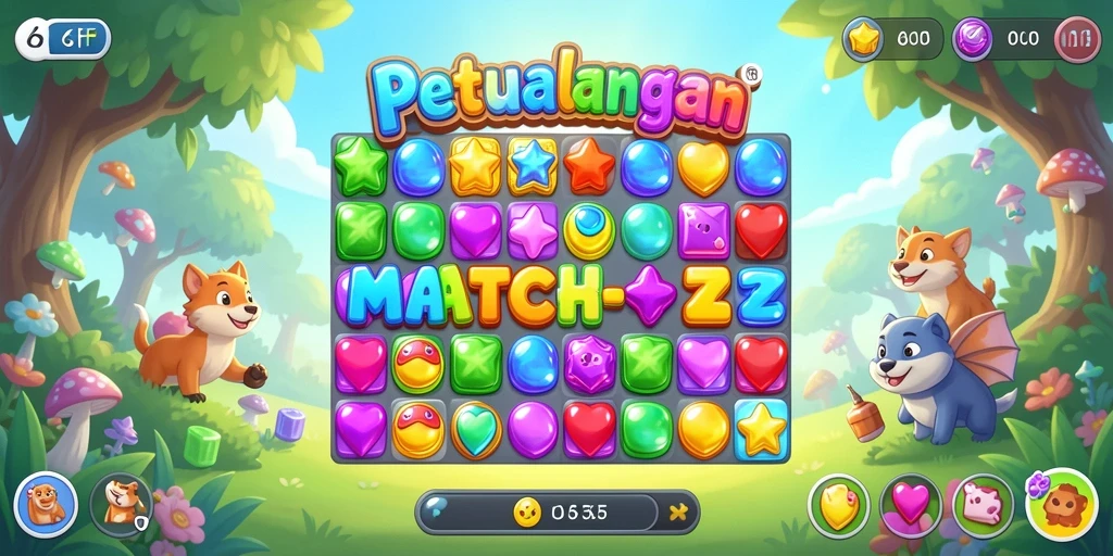 Tampilan gameplay 6CF yang penuh warna dan menantang.