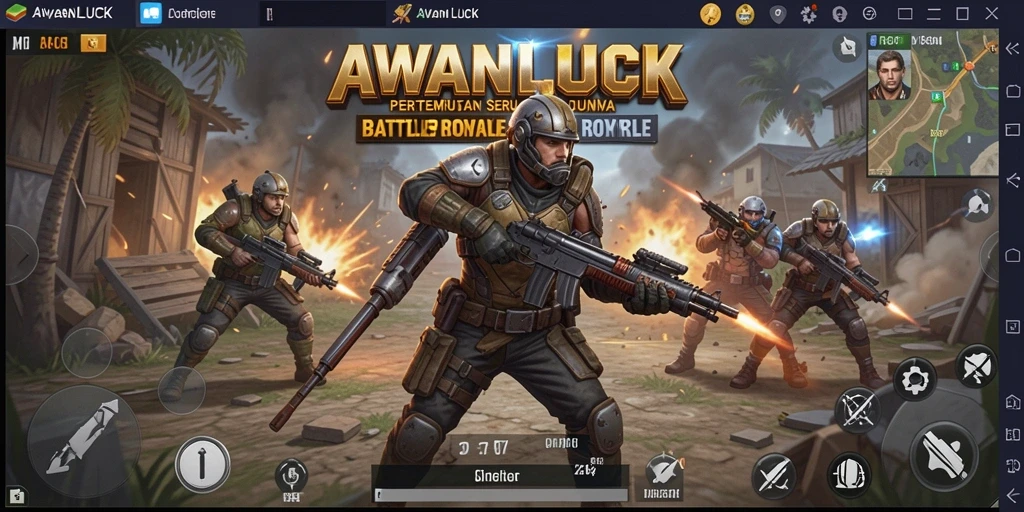 Tampilan gameplay seru di AWANLUCK dengan aksi Battle Royale yang mendebarkan.