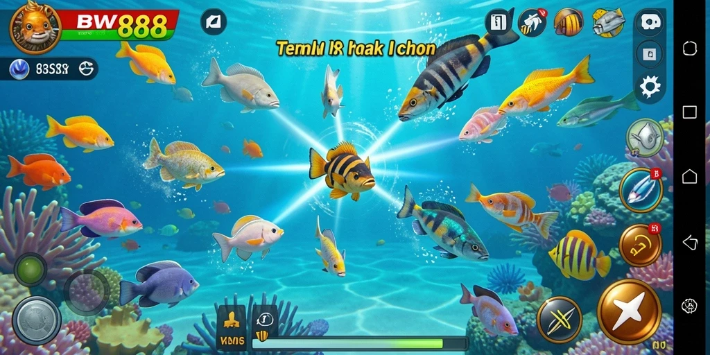 Tampilan gameplay BW888 yang seru saat menembak ikan.