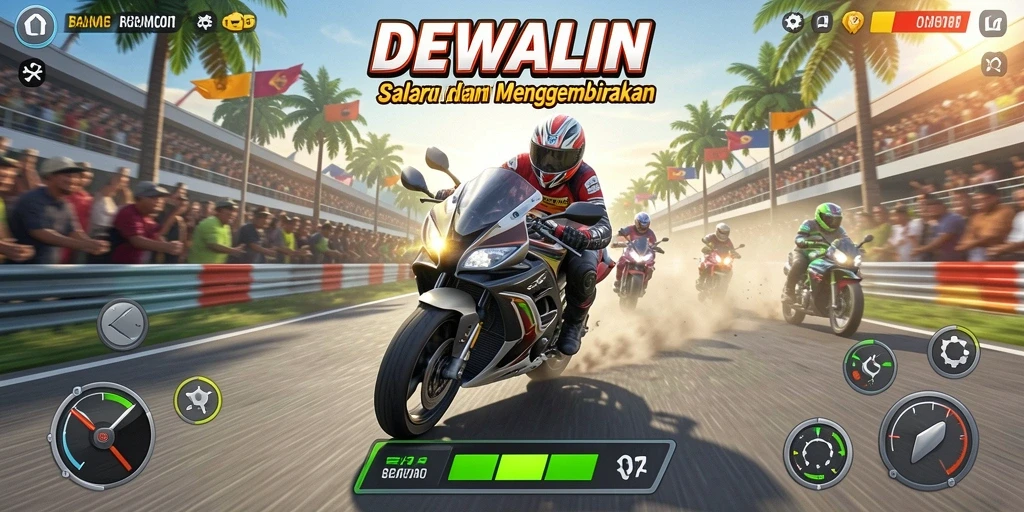 Gameplay balapan motor yang seru di DEWALIN.
