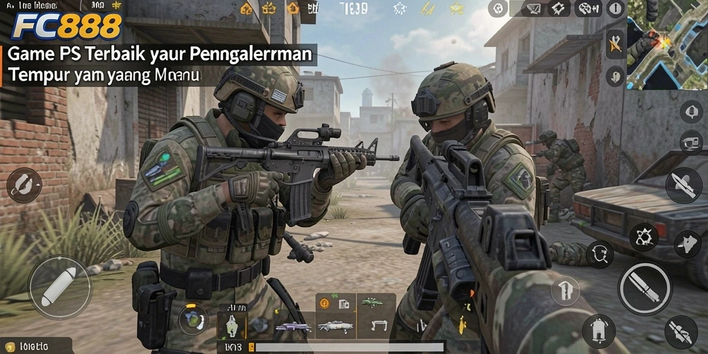 Gameplay FC888 menunjukkan aksi tembak-menembak yang intens.