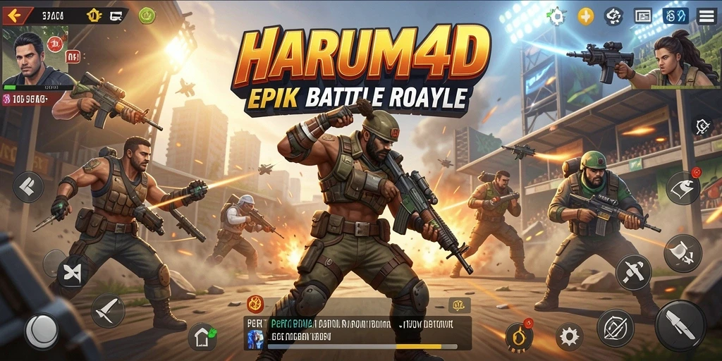Tampilan gameplay seru dalam HARUM4D saat pertempuran terjadi.