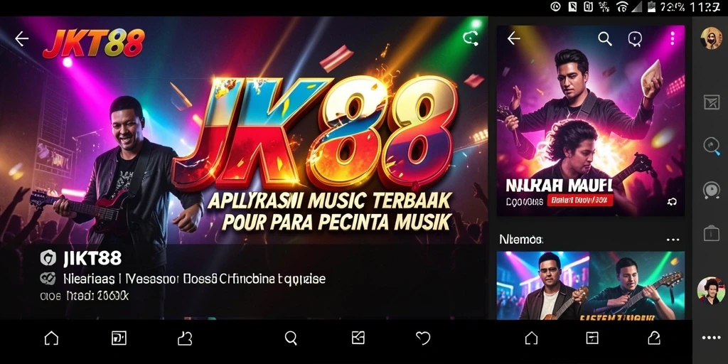 Screenshot utama JKT88 menampilkan gameplay yang menarik dengan berbagai lagu.