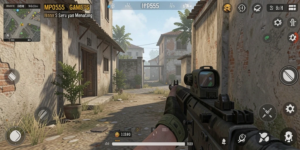 Tampilan grafis mendebarkan dari gameplay MPO555 dengan aksi FPS yang intens.