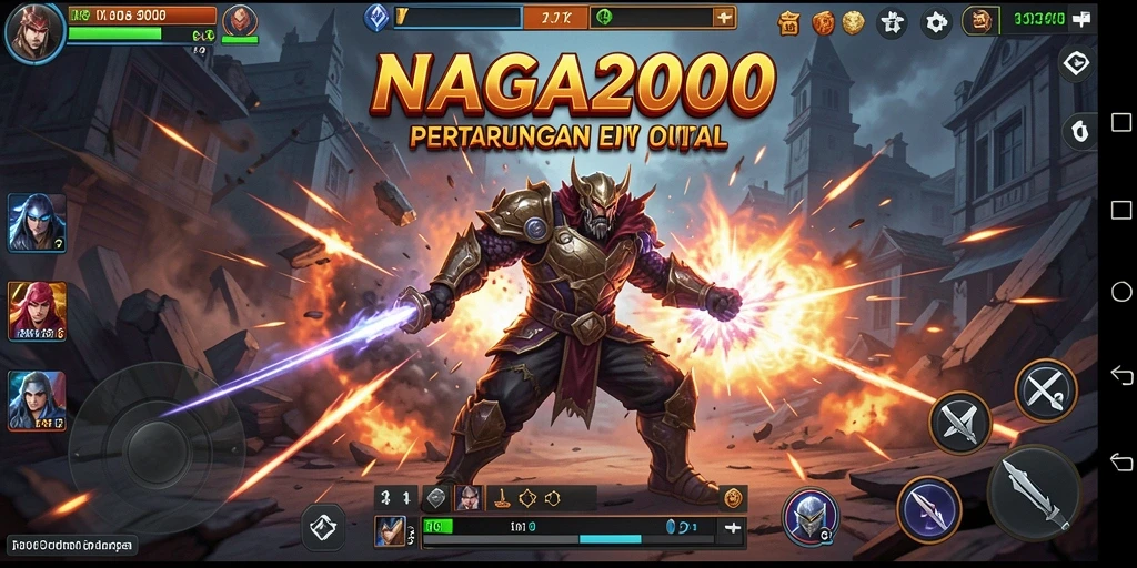 Tampilan pertarungan seru dalam NAGA2000 dengan karakter unik.
