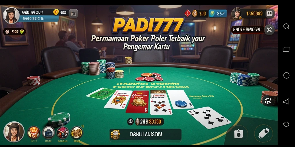 Screenshot PADI777 menampilkan gameplay poker yang mendebarkan dan penuh strategi.