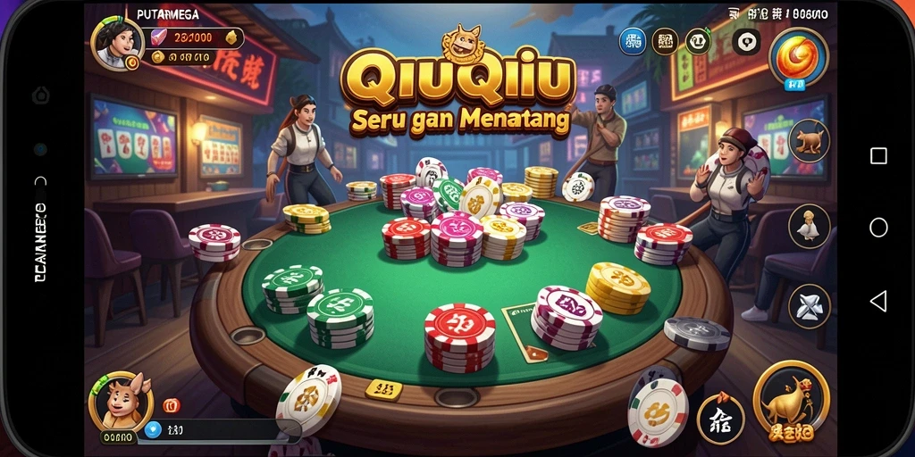 Screenshot PUTARMEGA menampilkan permainan QiuQiu yang seru.