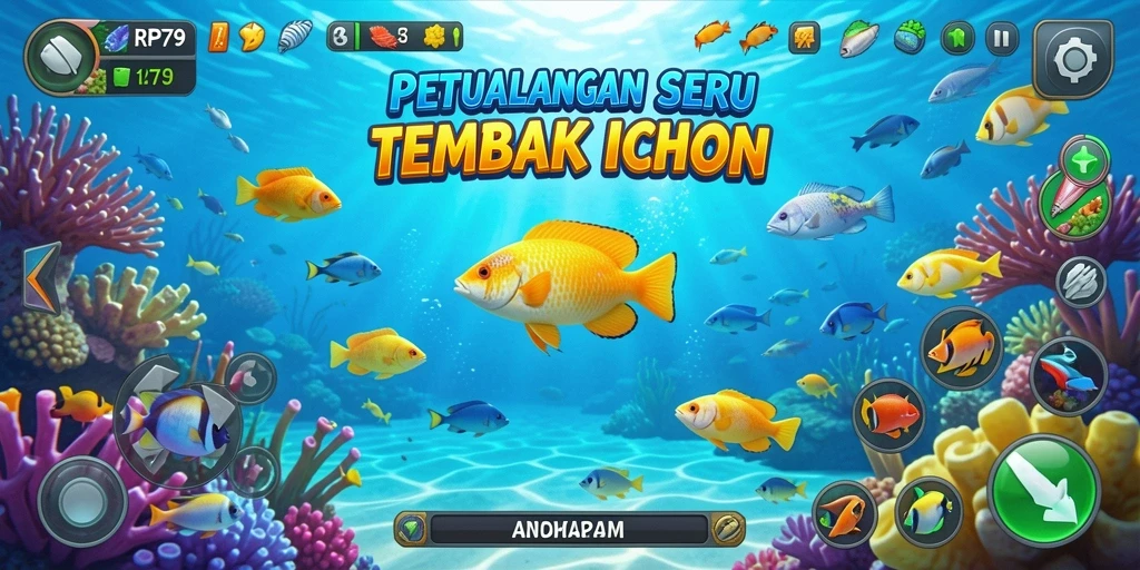Gameplay menarik saat menembak ikan di bawah laut.